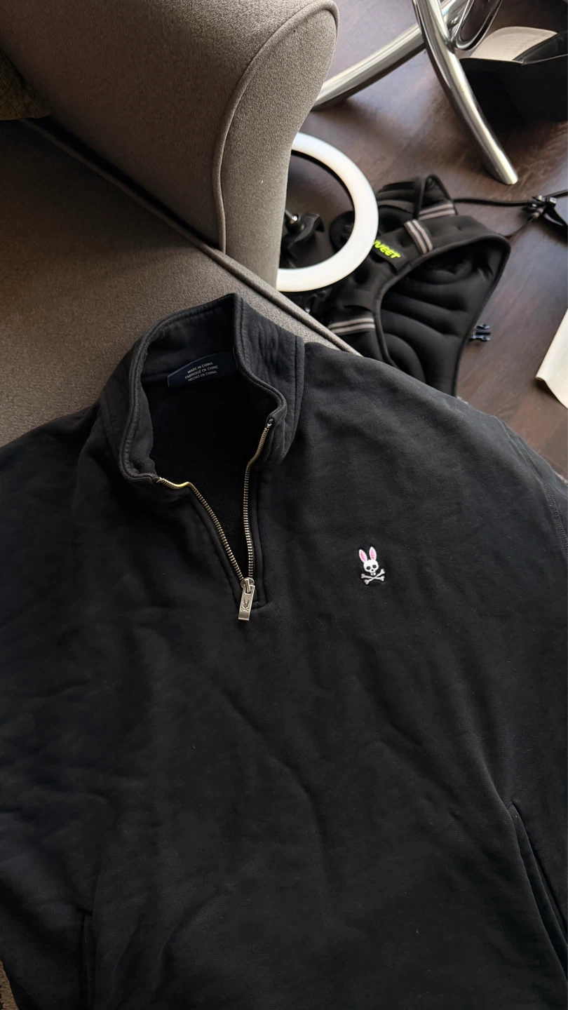 Psycho Bunny Black Halfzip Sweatshirt