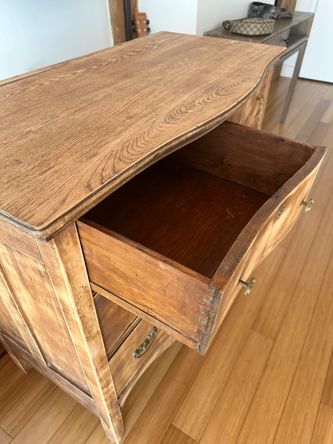 ANTIQUE OAK BOHO CHIC DRESSER VINTAGE ARTS CRAFTS WARDROBE - photo 3