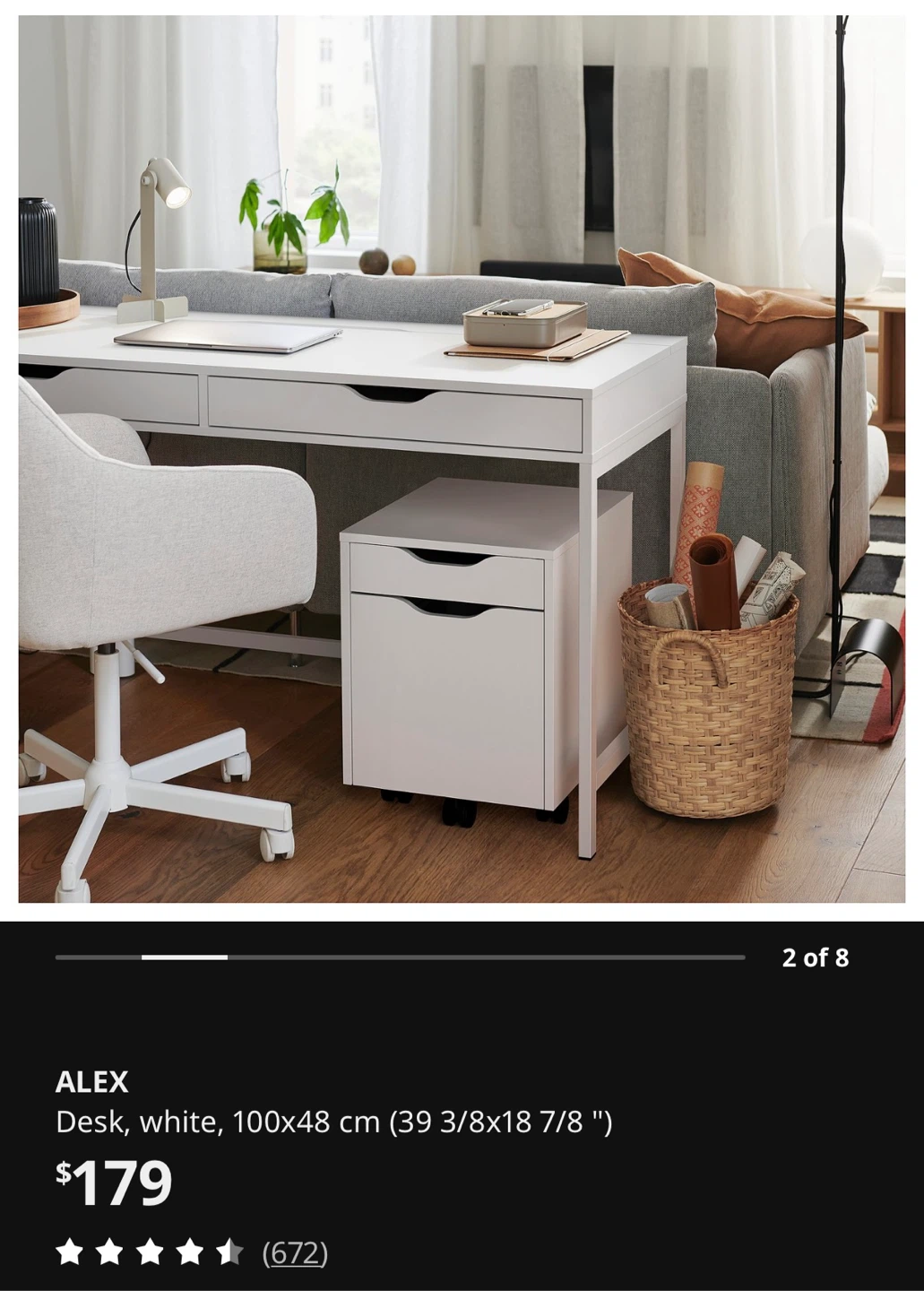 IKEA ALEX White Desk(little scratch on the surface( - photo 5