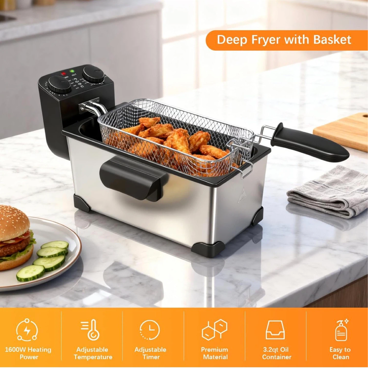 Cattleman Deep Fryer, 1600W, 3L - photo 2
