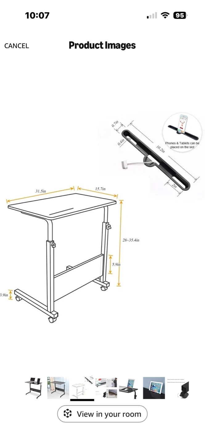 Adjustable Rolling Mobile Desk - photo 4