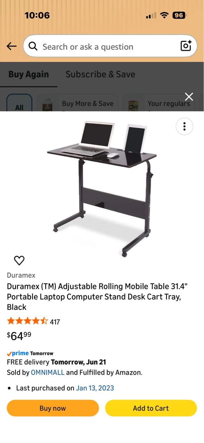 Adjustable Rolling Mobile Desk - photo 2