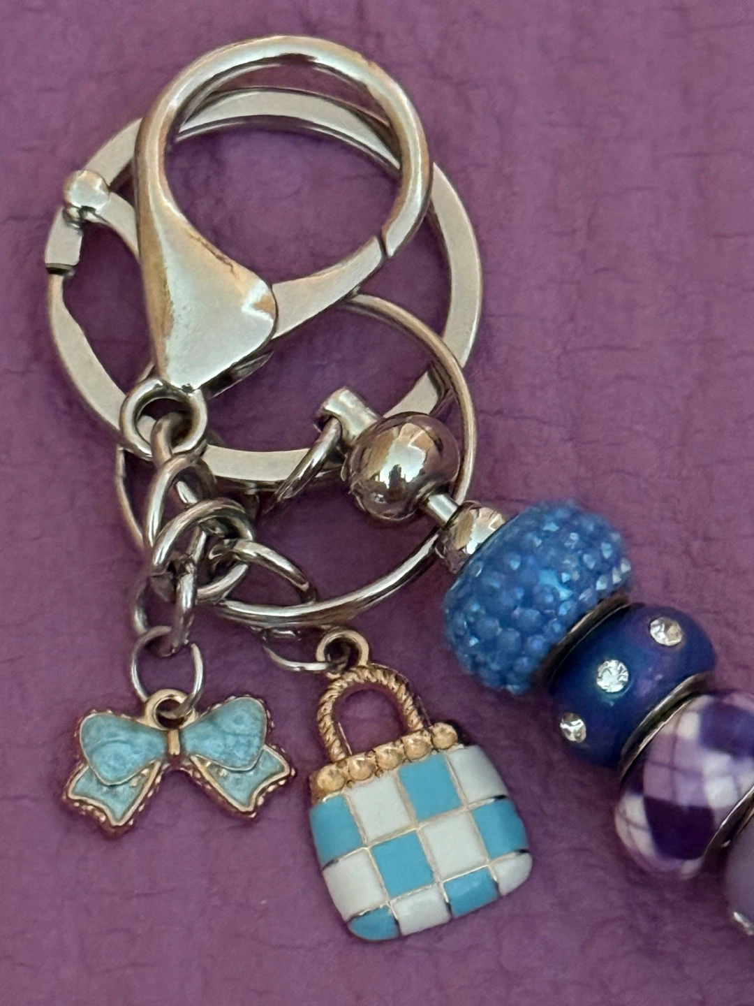 ⚽️Beaded Keychain with Bow and Handbag Charms