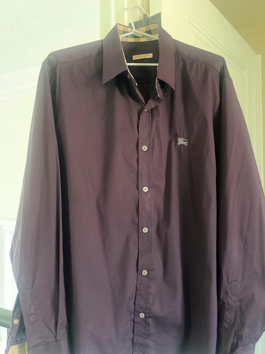 Burberry Men's Dress Shirt - Burgundy - XL
