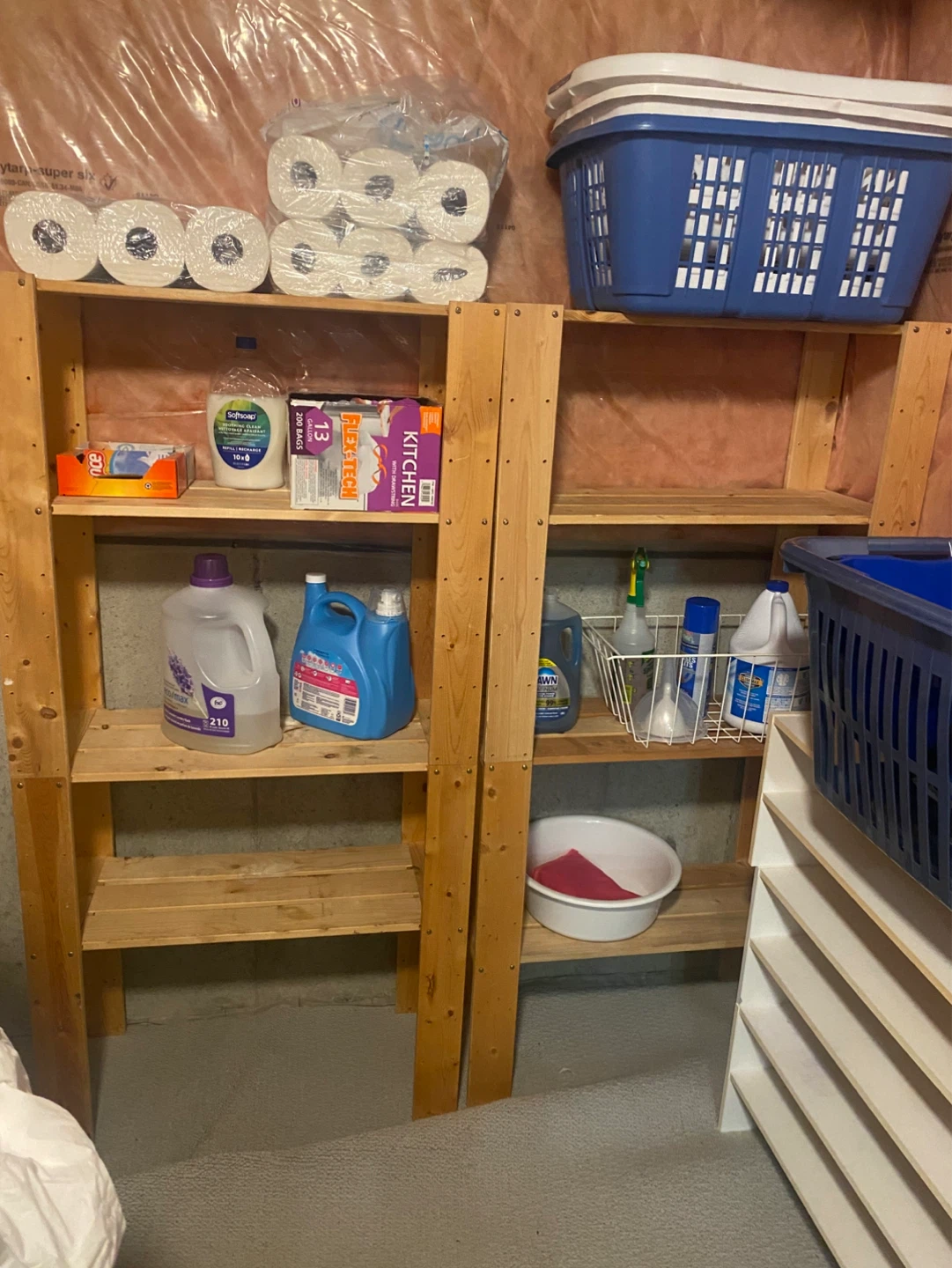 Wooden shelves