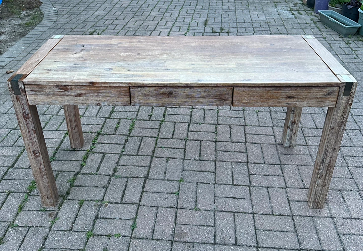 Wooden Desk with Three Drawers