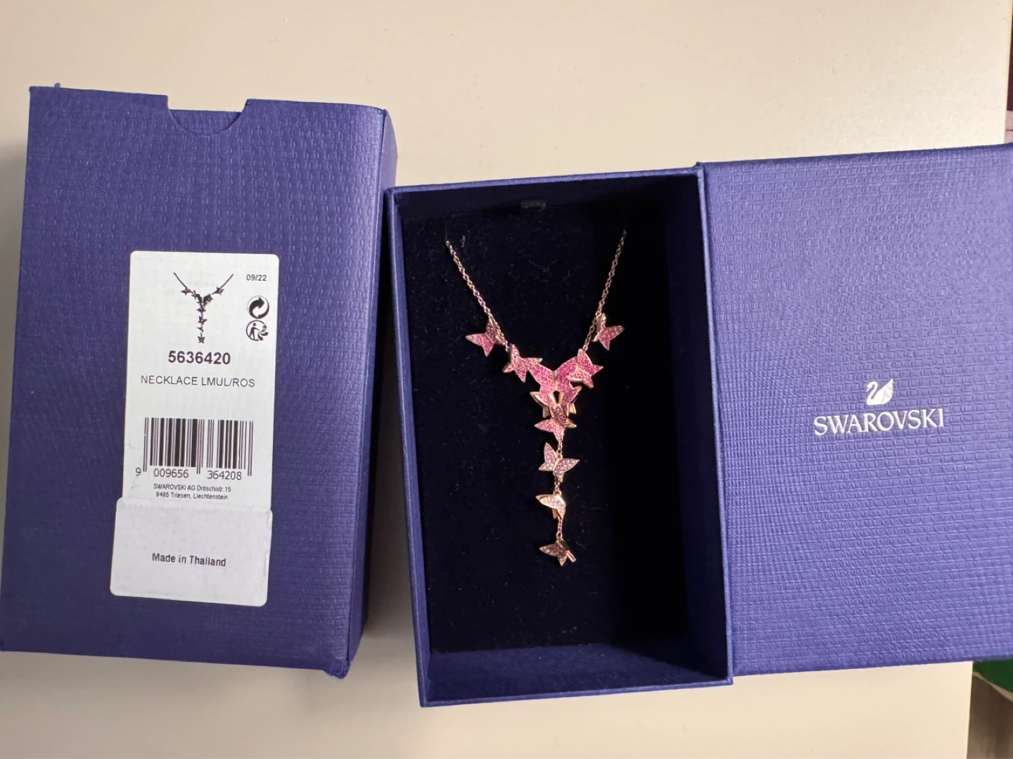Swarovski Pink Butterfly Necklace
