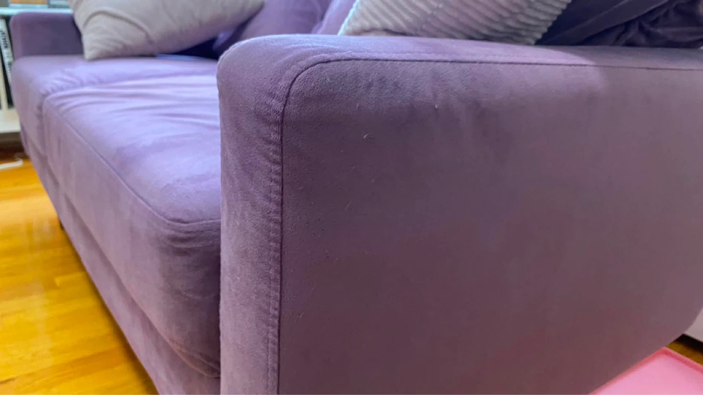Purple Suede Sofa with Pillows - photo 3
