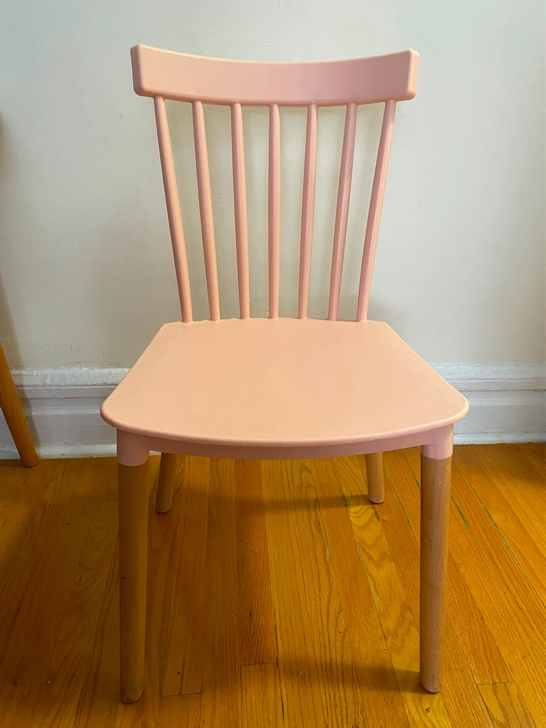 Pink Dining Chair with Wooden Legs