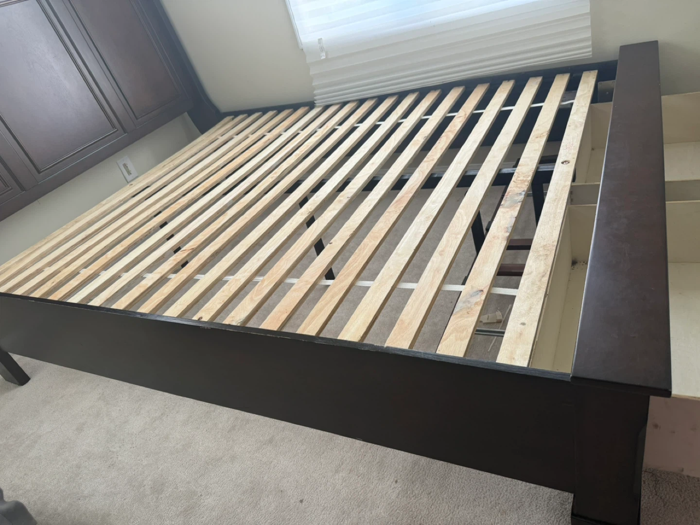 Dark Brown Sleigh Bed Frame with Storage Drawers - photo 4
