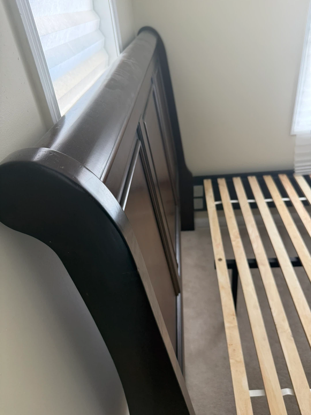 Dark Brown Sleigh Bed Frame with Storage Drawers - photo 3