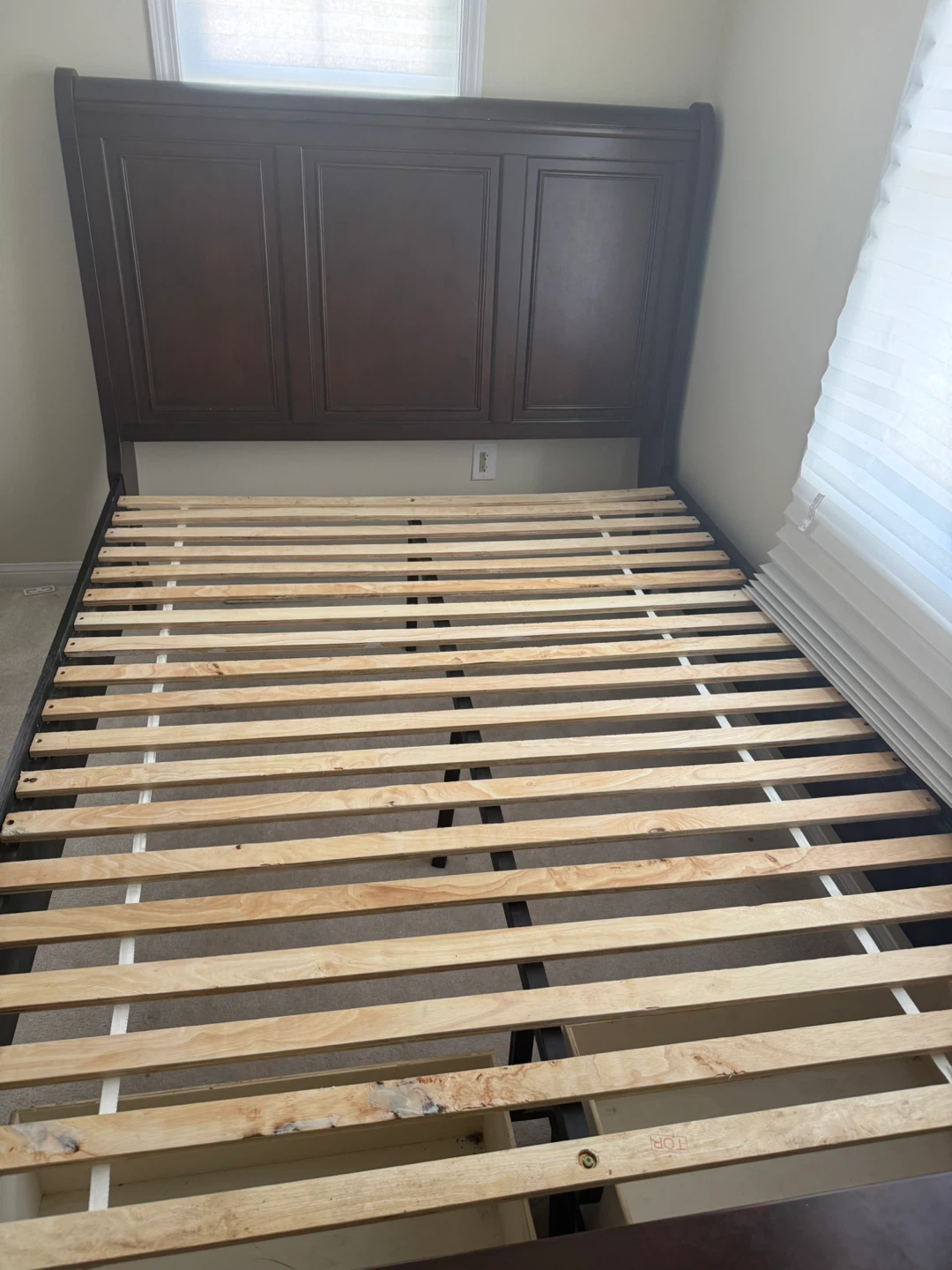 Dark Brown Sleigh Bed Frame with Storage Drawers - photo 2