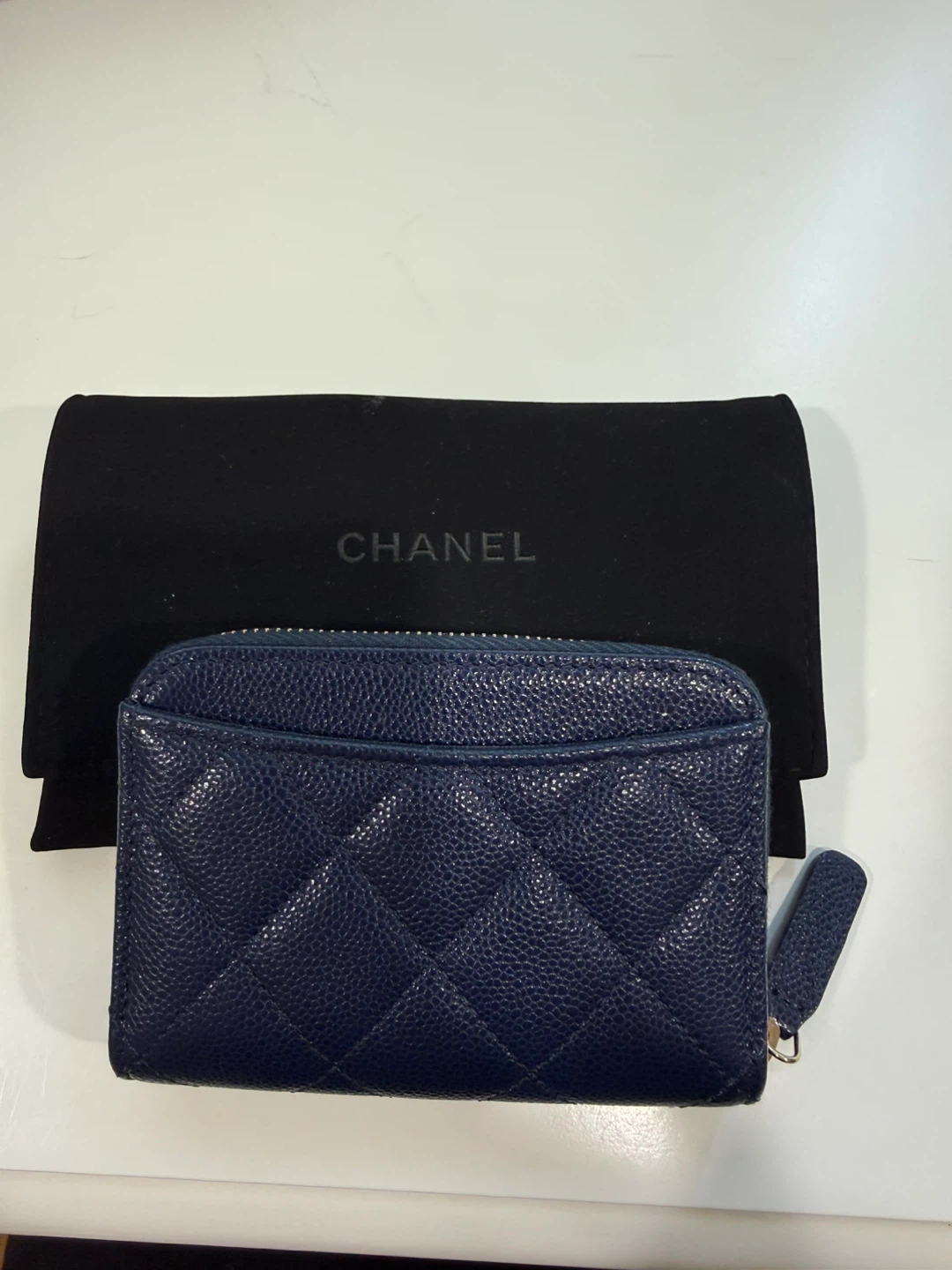 CHANEL Quilted Zipped Coin Purse Navy - photo 2