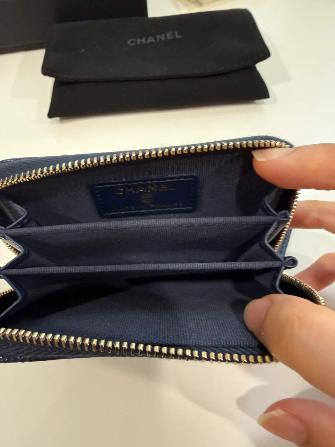 CHANEL Quilted Zipped Coin Purse Navy - photo 3