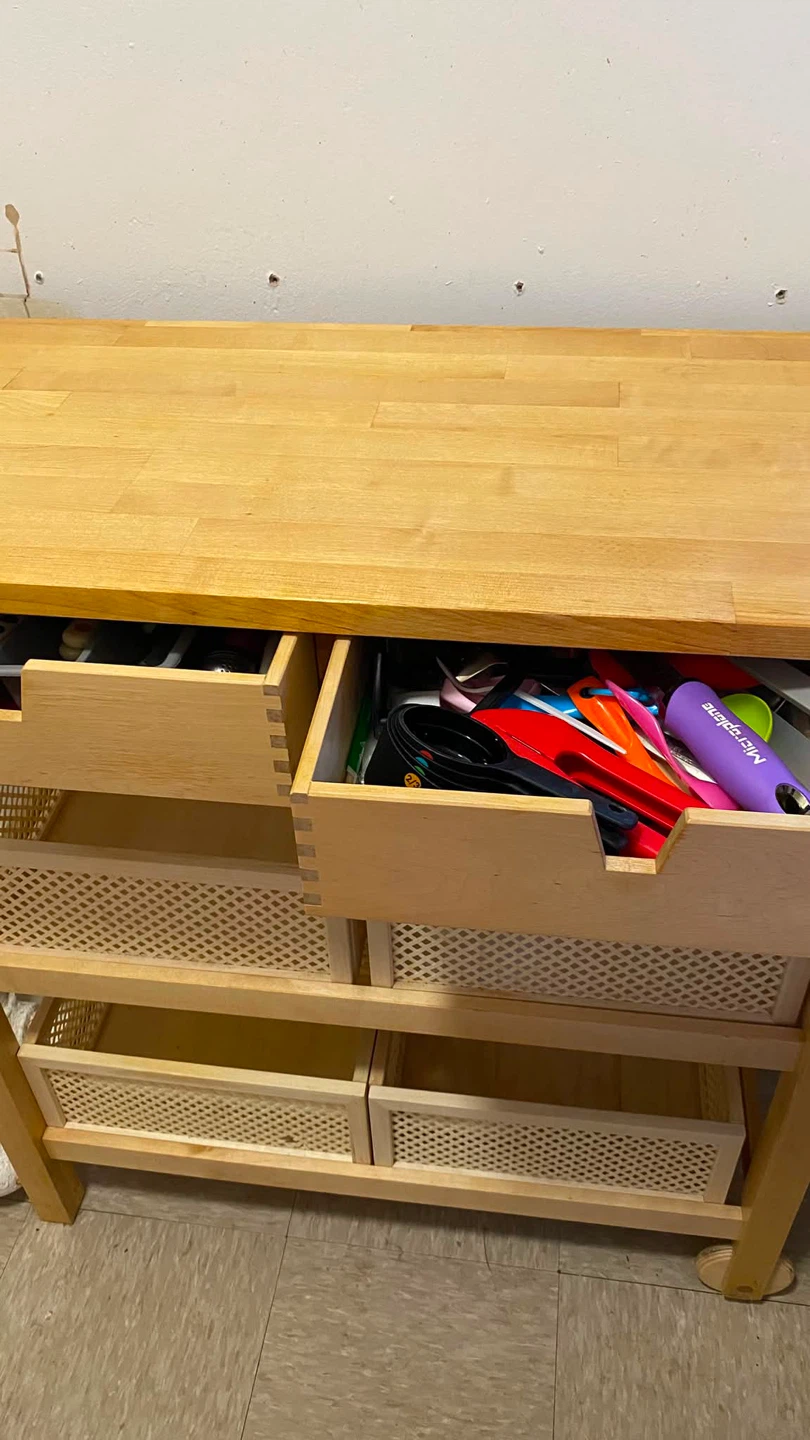 Wooden Kitchen Cart with Drawers and Baskets - photo 3