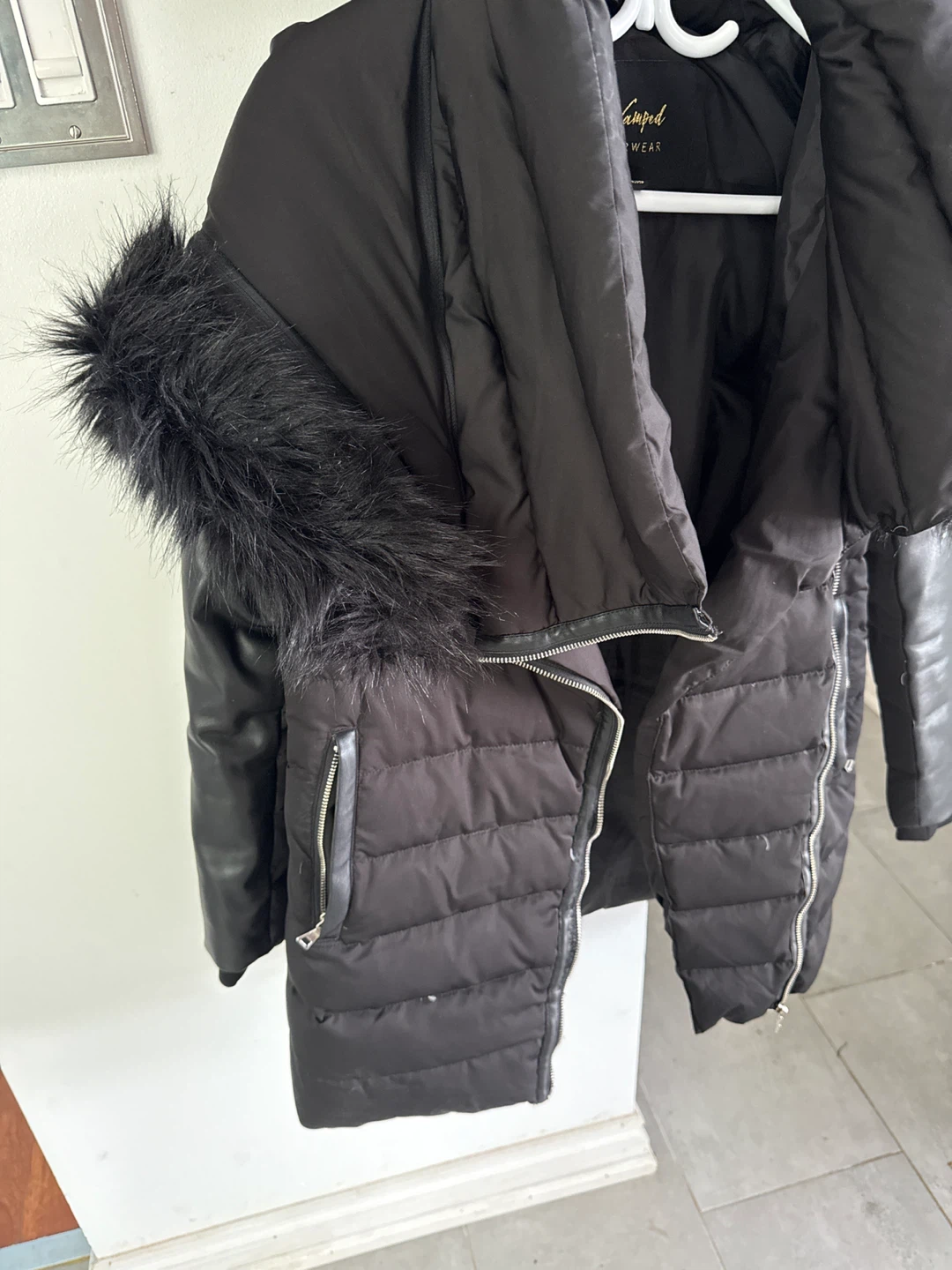 ReVamped Outerwear Black Faux Fur Trim Puffer Jacket - photo 2