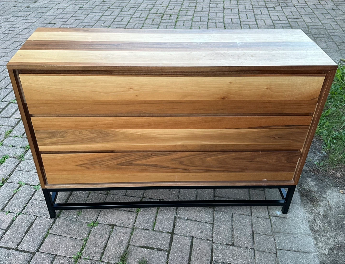 Wooden Dresser with Metal Base Six Drawers