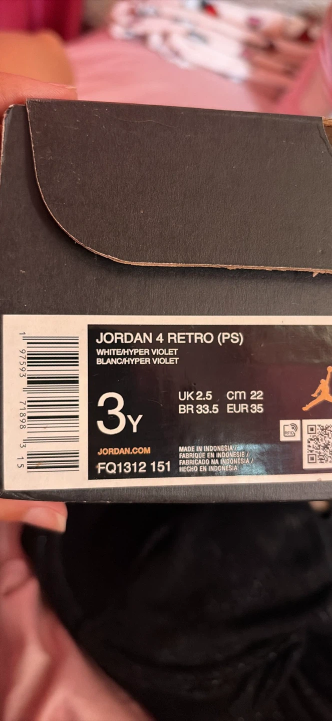 JORDAN 4 RETRO (PS) WHITE/HYPER VIOLET BLANC/HYPER VIOLET size 3 - photo 4