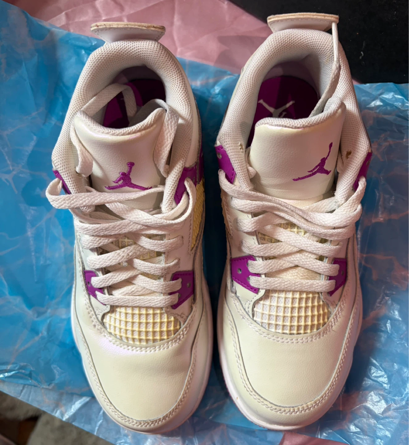 JORDAN 4 RETRO (PS) WHITE/HYPER VIOLET BLANC/HYPER VIOLET size 3