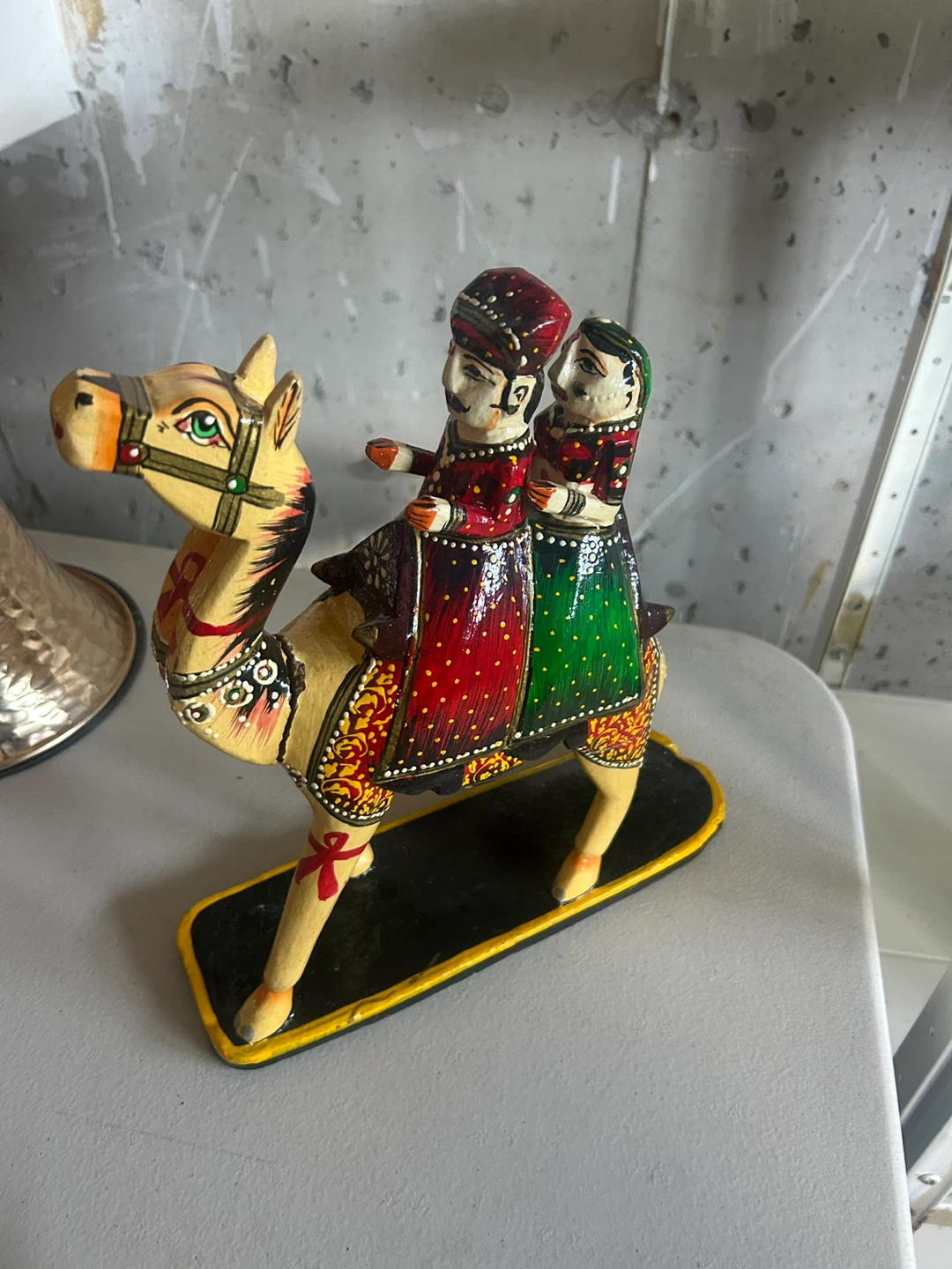 Wooden Camel with Riders Decorative Figurine