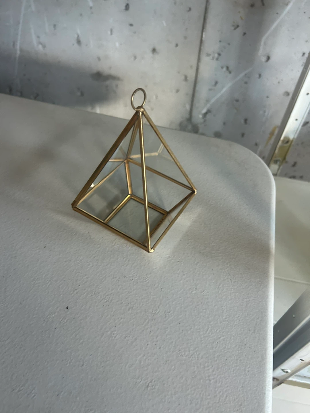 Geometric Glass Terrarium - Gold Metal Frame - photo 2