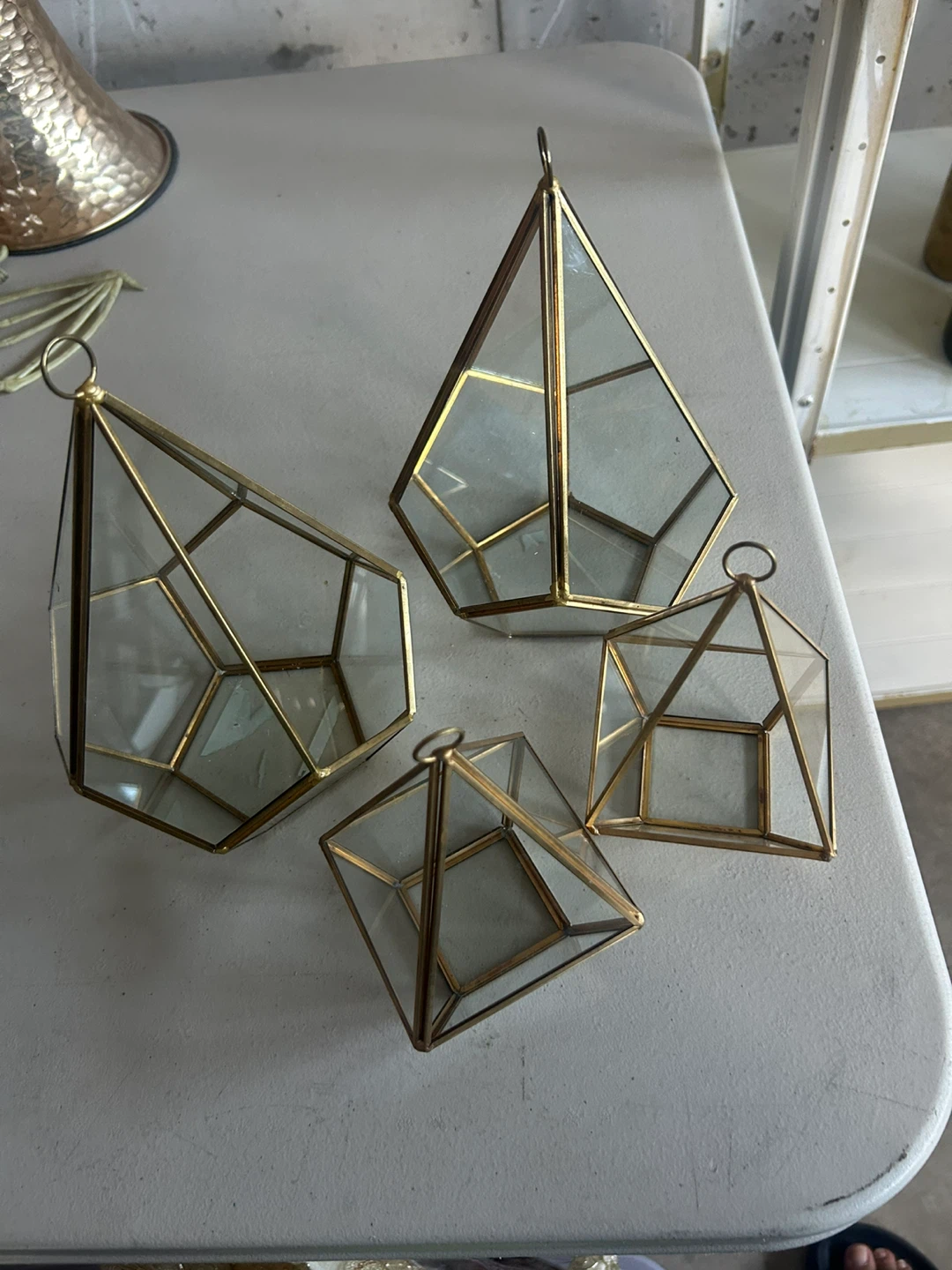 Geometric Glass Terrarium - Gold Metal Frame