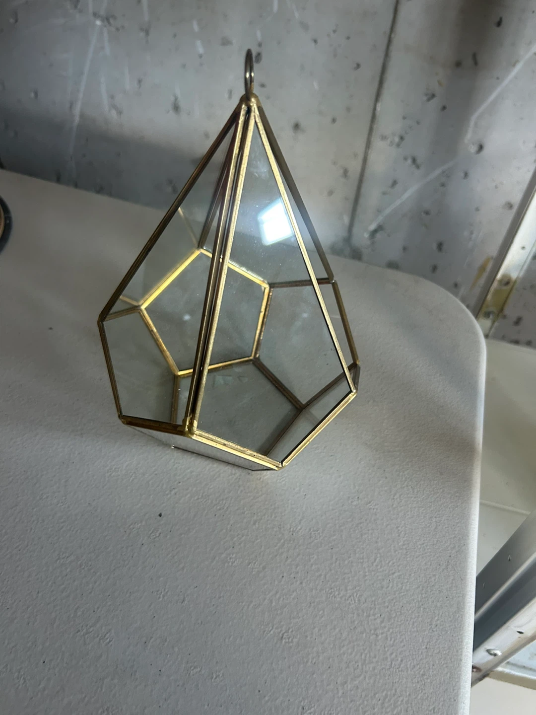 Geometric Glass Terrarium - Gold Metal Frame - photo 3