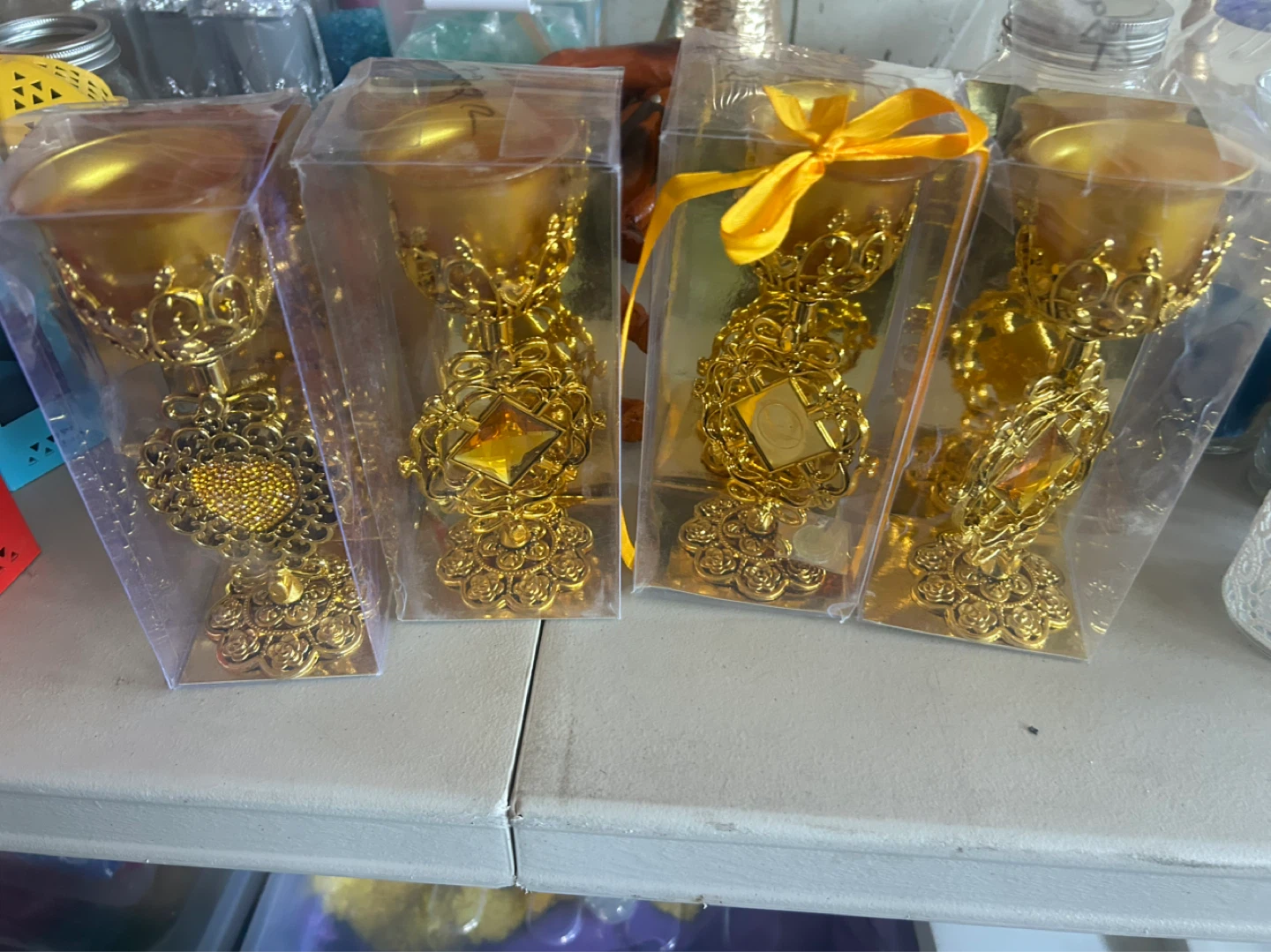 Set of 4 Decorative Gold Goblets