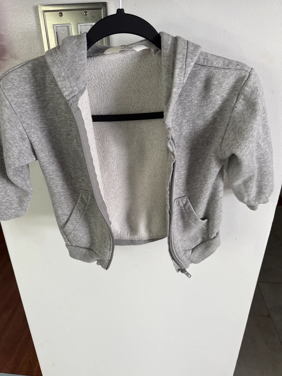 H&M Kids Fleece Lined Zip-Up Hoodie (Grey/Pink)