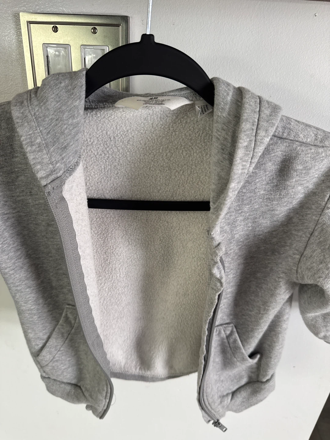 H&M Kids Fleece Lined Zip-Up Hoodie (Grey/Pink) - photo 2