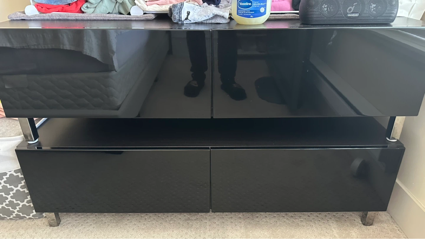 Black Gloss stand with drawers - photo 2