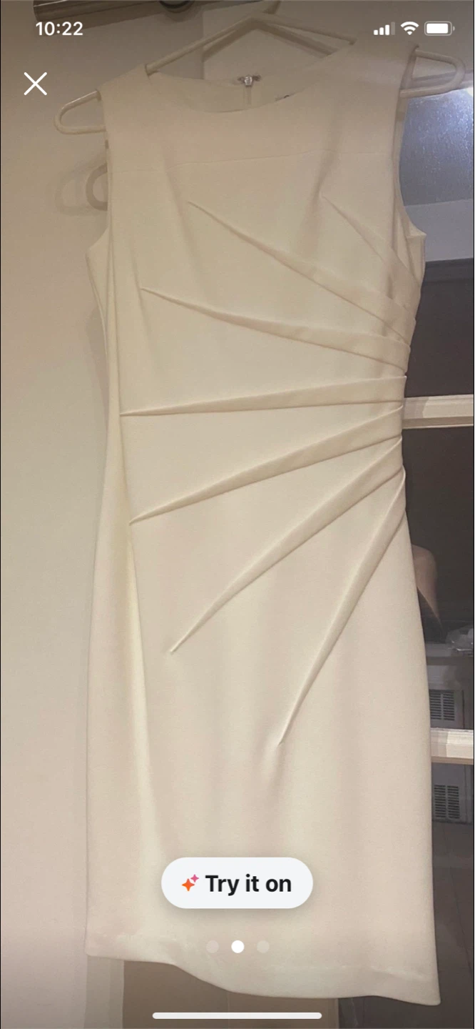 ⚽ Calvin Klein Women's Dress Size 2 Cream Sleeveless Sheath