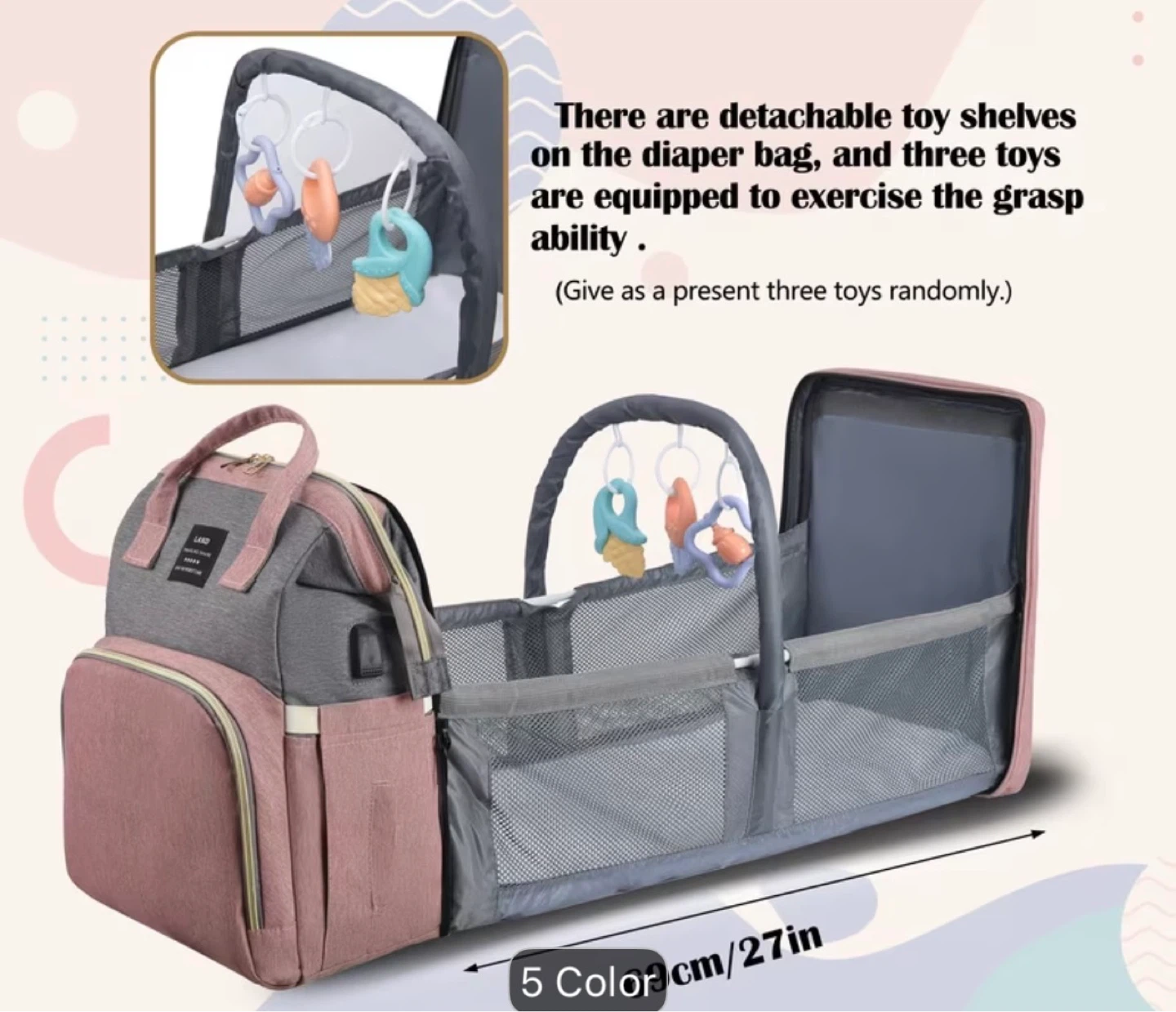 LAND Diaper Bag Backpack with Built-in Bed - photo 2