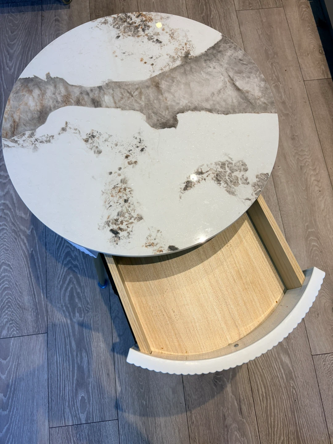 Set of 2 Round End Tables with Drawer