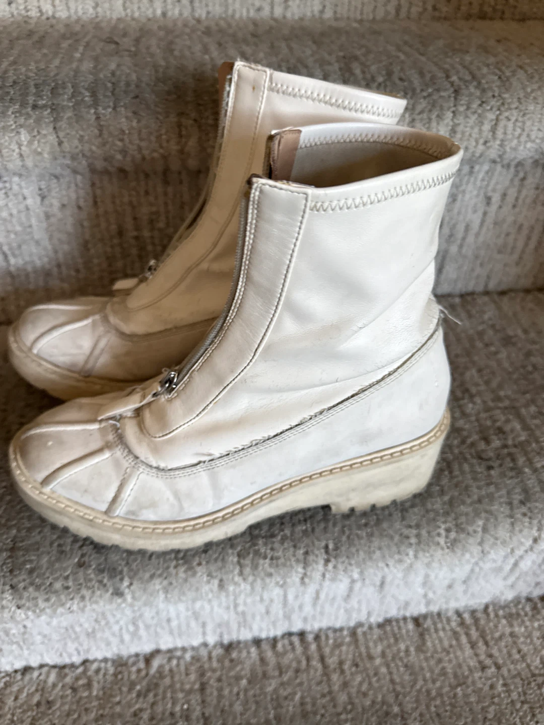 White "Adabelle Zip" Boots US 6.5 - photo 3