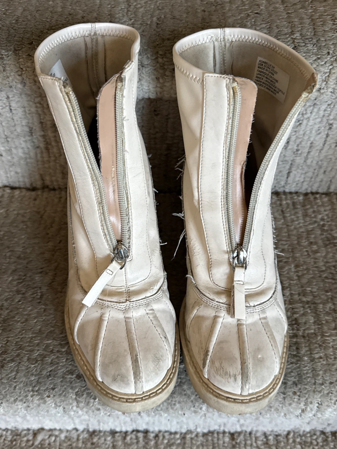 White "Adabelle Zip" Boots US 6.5