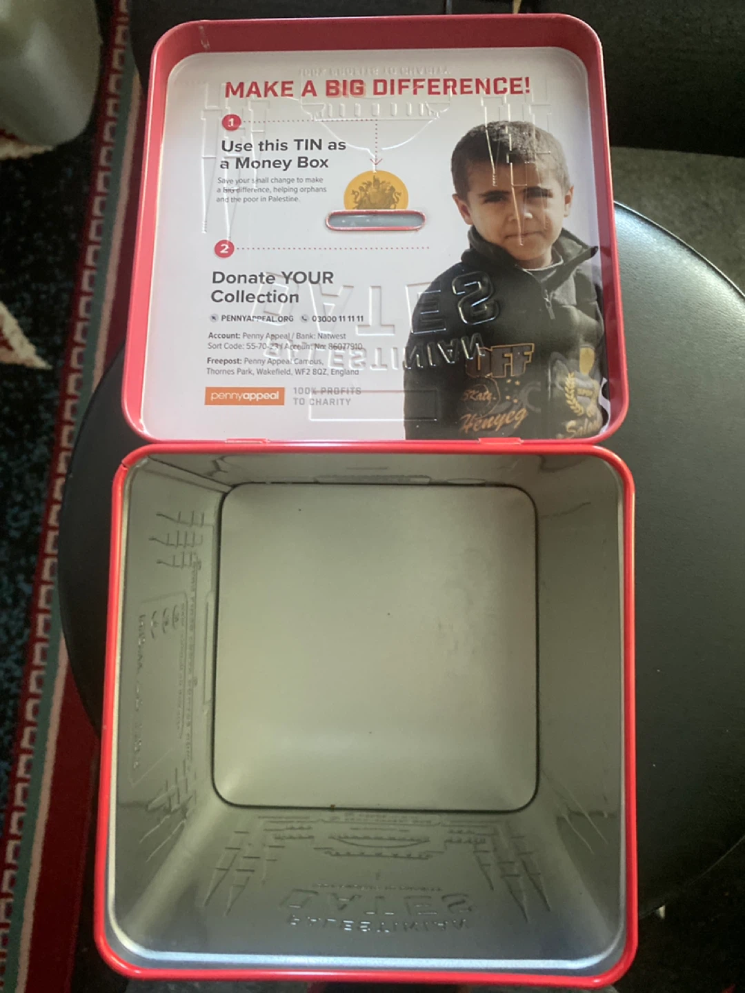 Penny Appeal ⚽️ Palestinian Dates Tin Money Box - photo 2