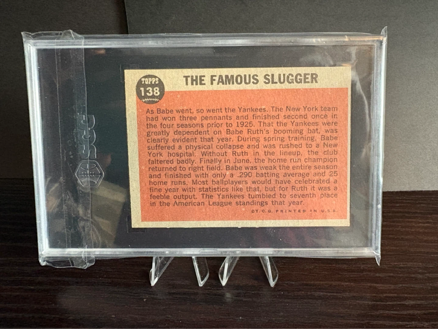 1962 Topps #138 Babe Ruth  "The Famous Slugger" Baseball Card - photo 2