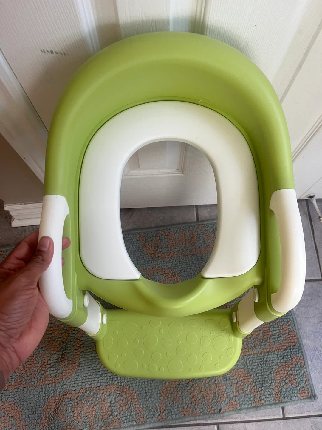 Green and White Toddler Potty Training Seat with Step Stool - photo 2