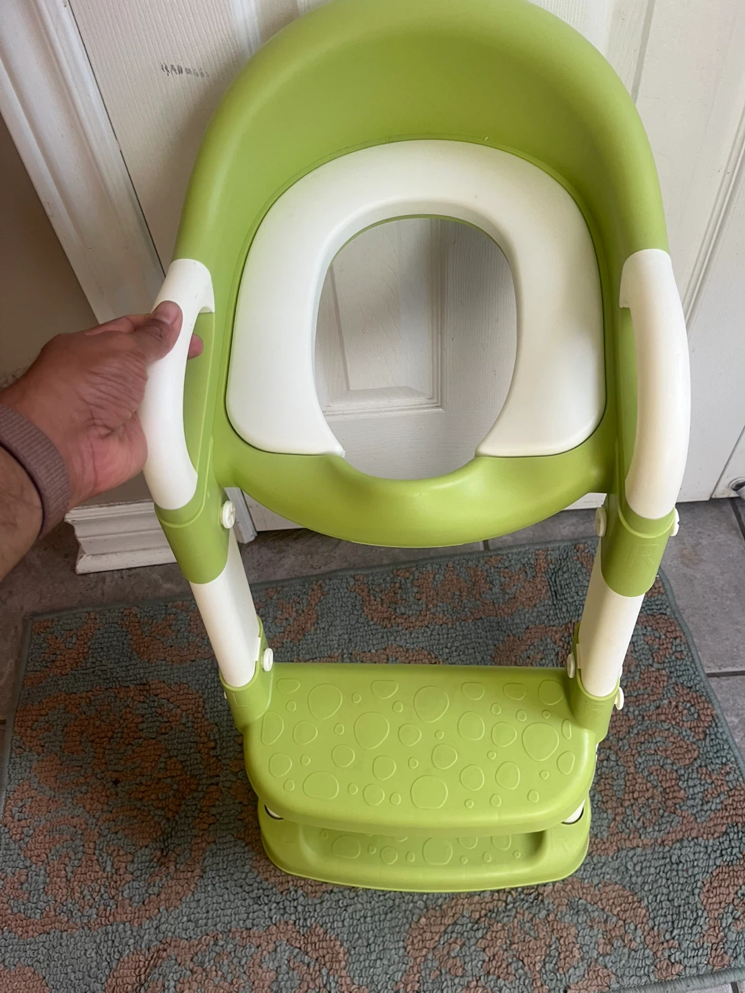 Green and White Toddler Potty Training Seat with Step Stool
