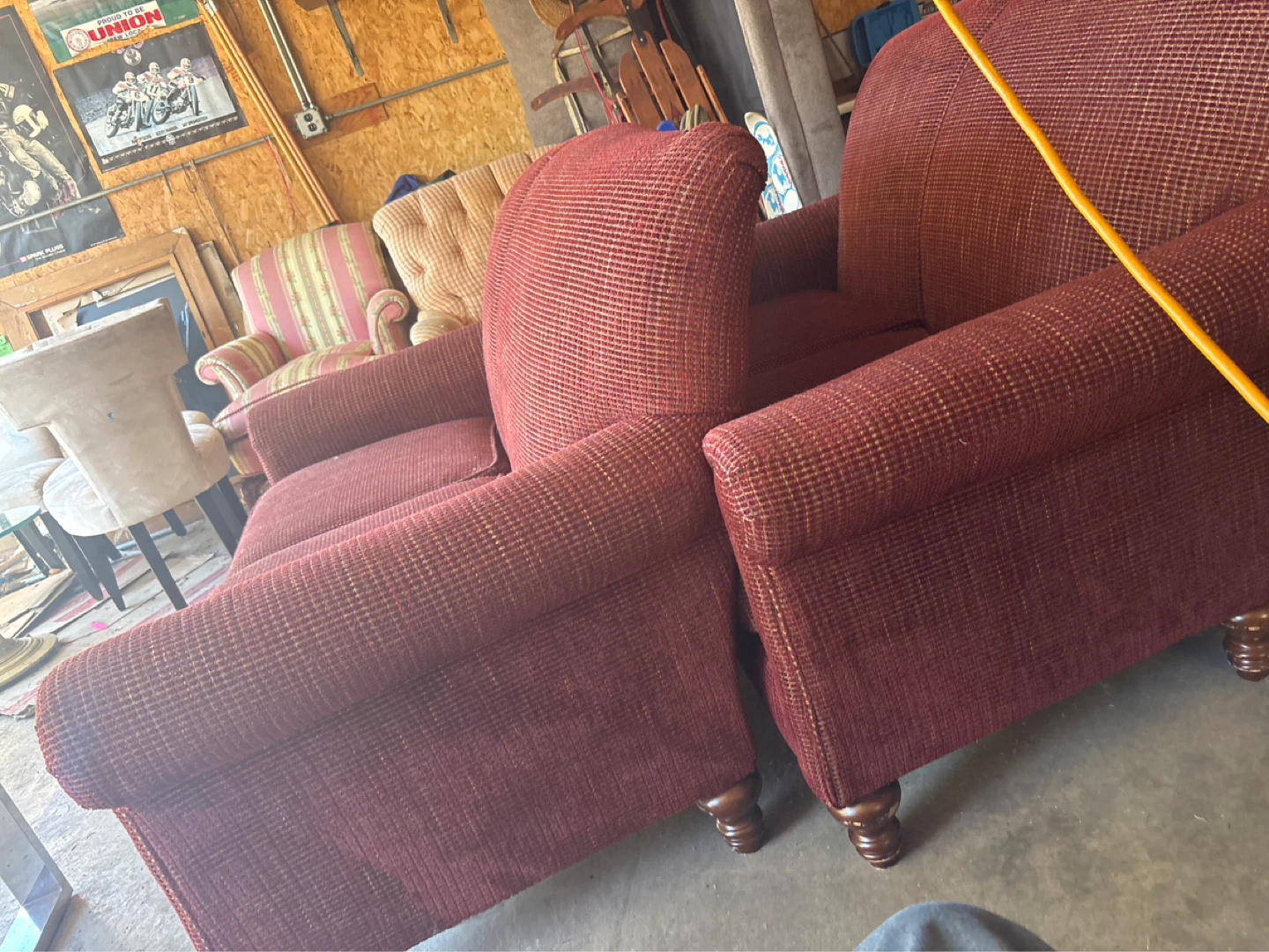 Couches and chairs . (Name your prices ). Easy garage pick up