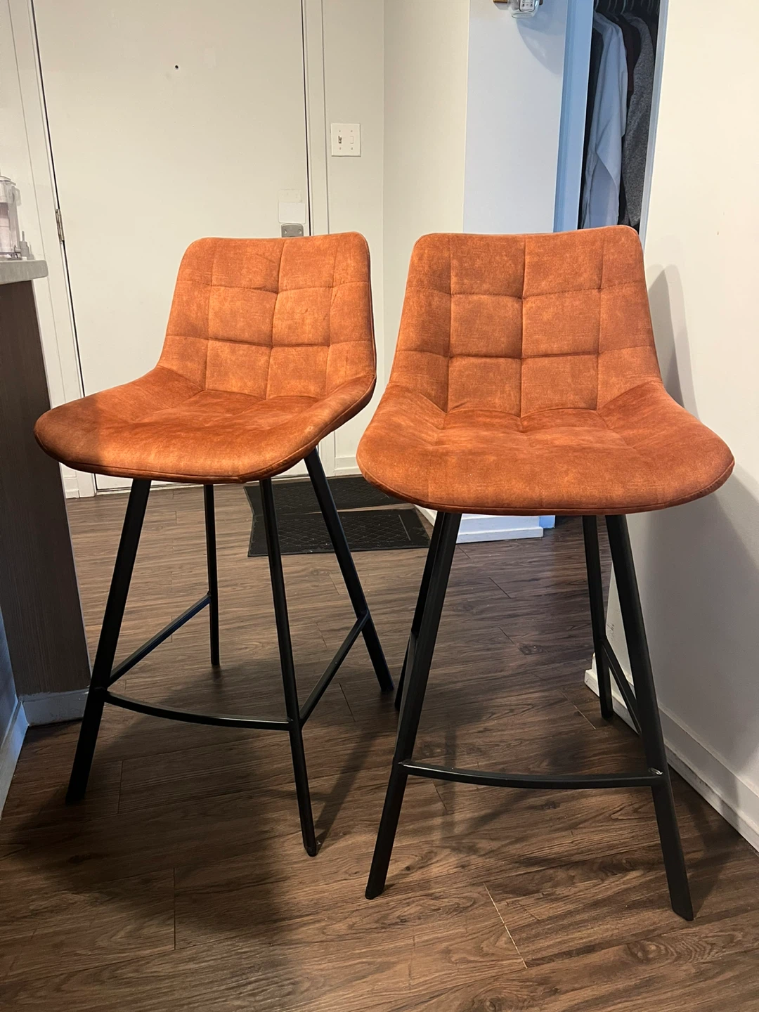 2 Orange Bar Stools