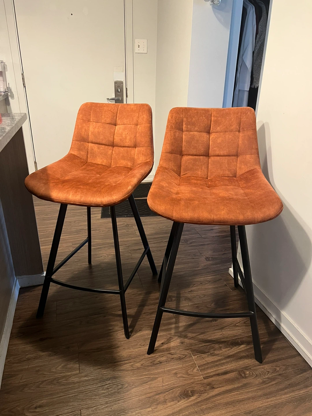 2 Orange Bar Stools - photo 2