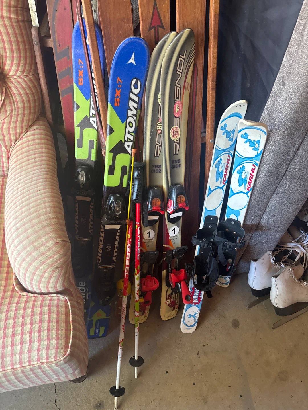 Kids skis and vintage sleds . Name your price