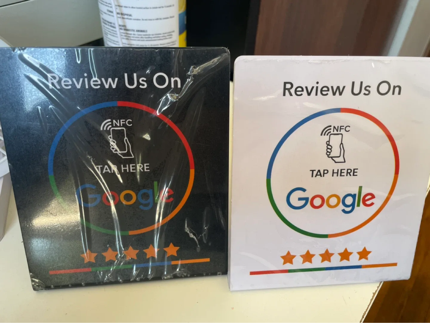 Google Review NFC Tap Stand (Black & White)