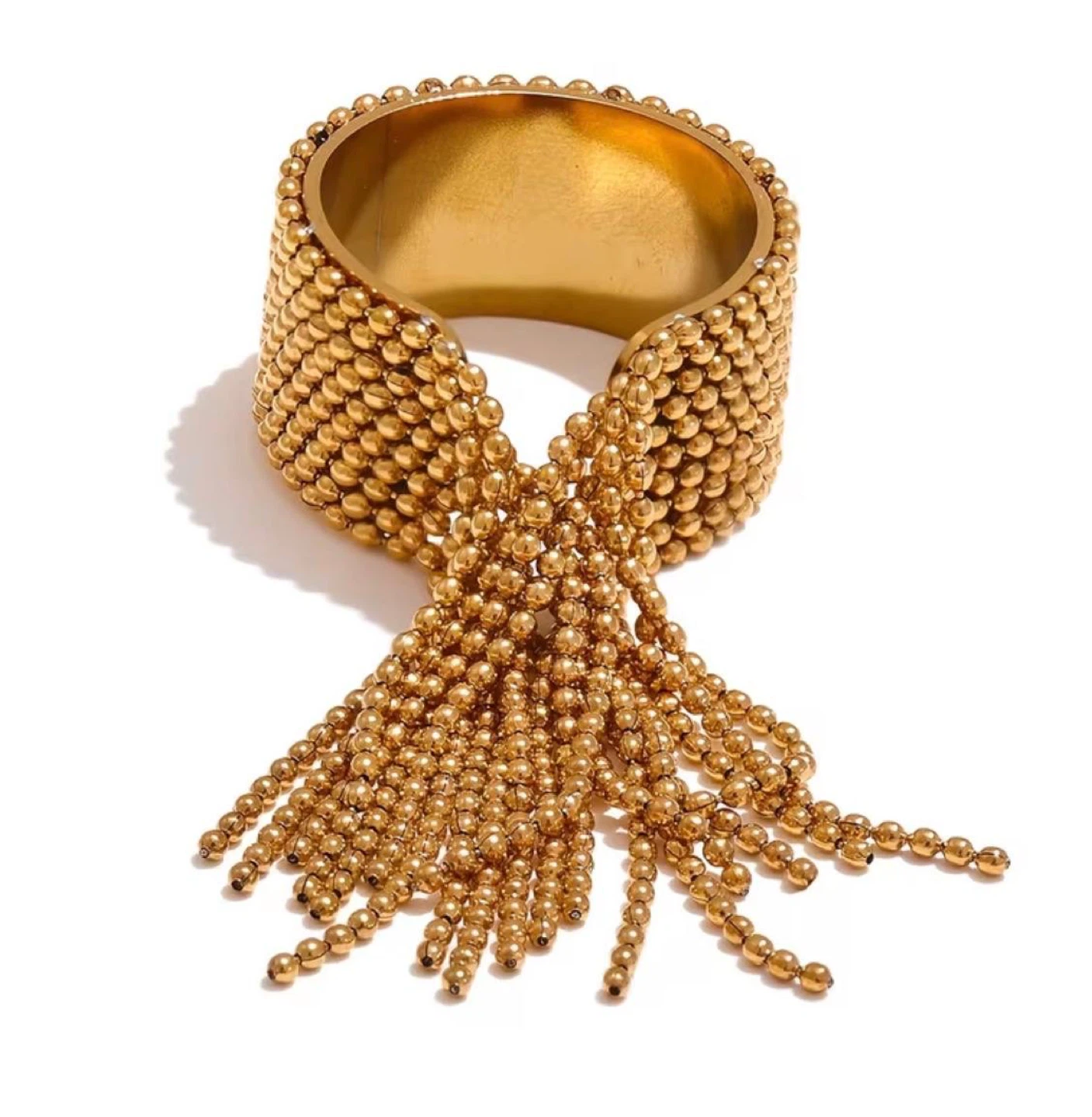 Gold Beaded Fringe Statement Ring - photo 2
