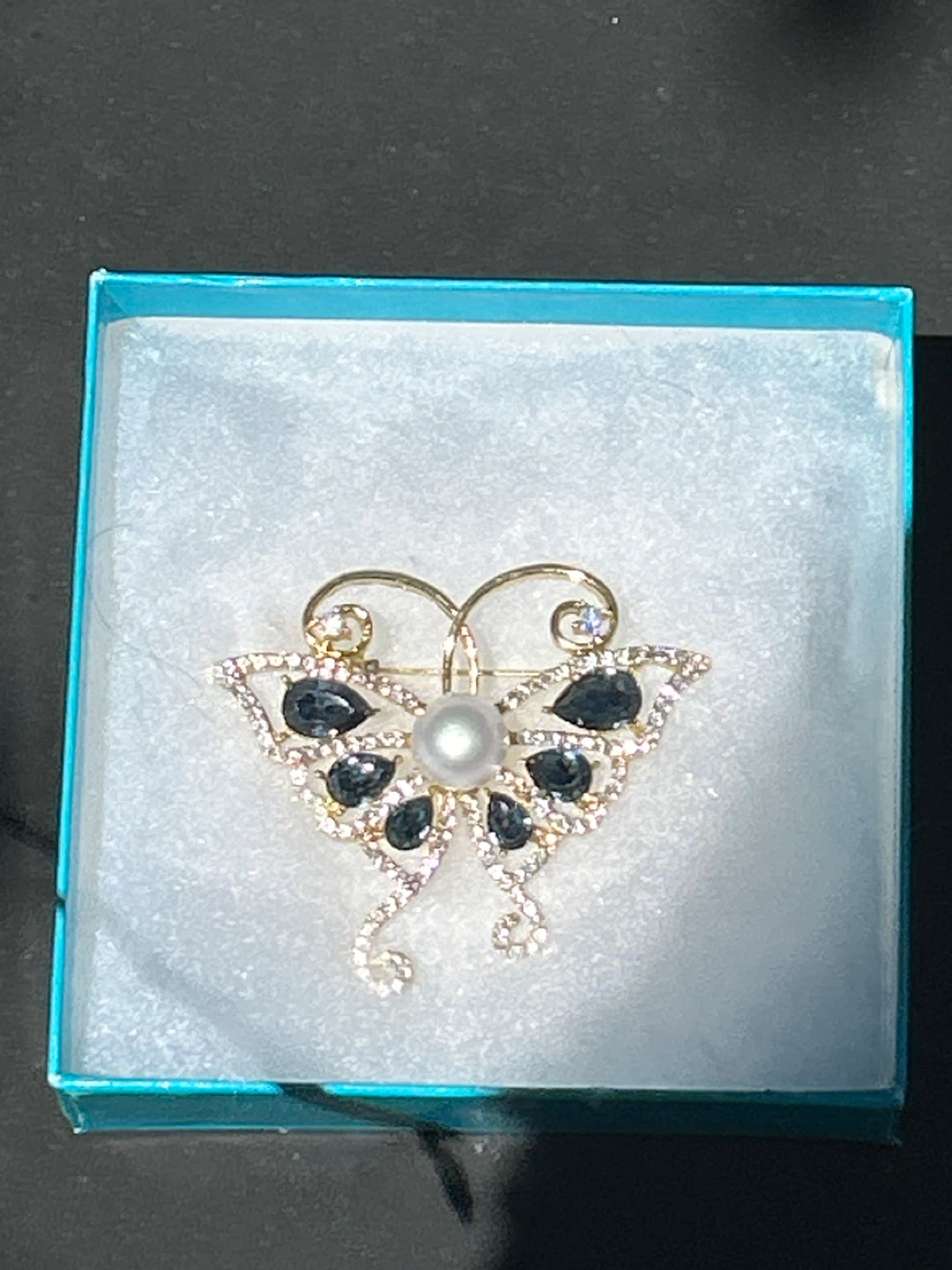 ⚽️Butterfly Brooch with Pearl and Gems - photo 3