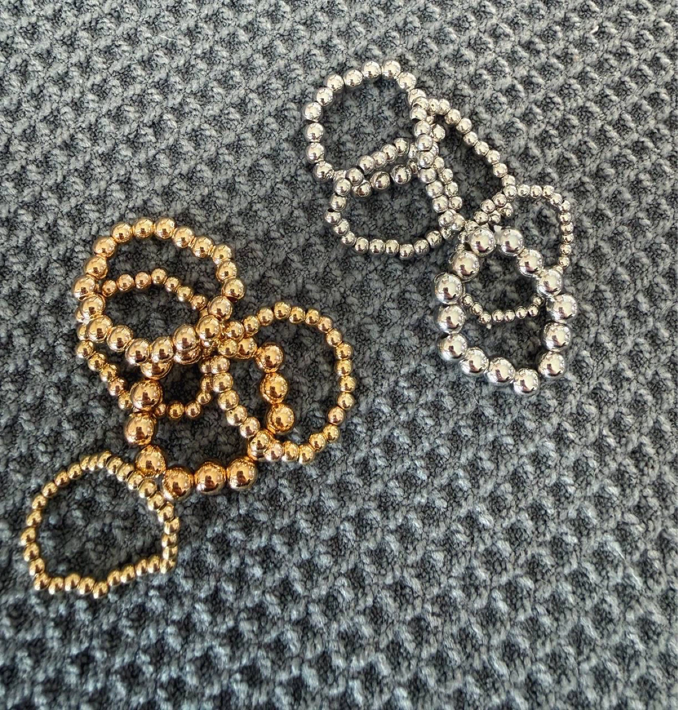 Gold or Silver Beaded Stacking Ring Set (5 Rings) - photo 2