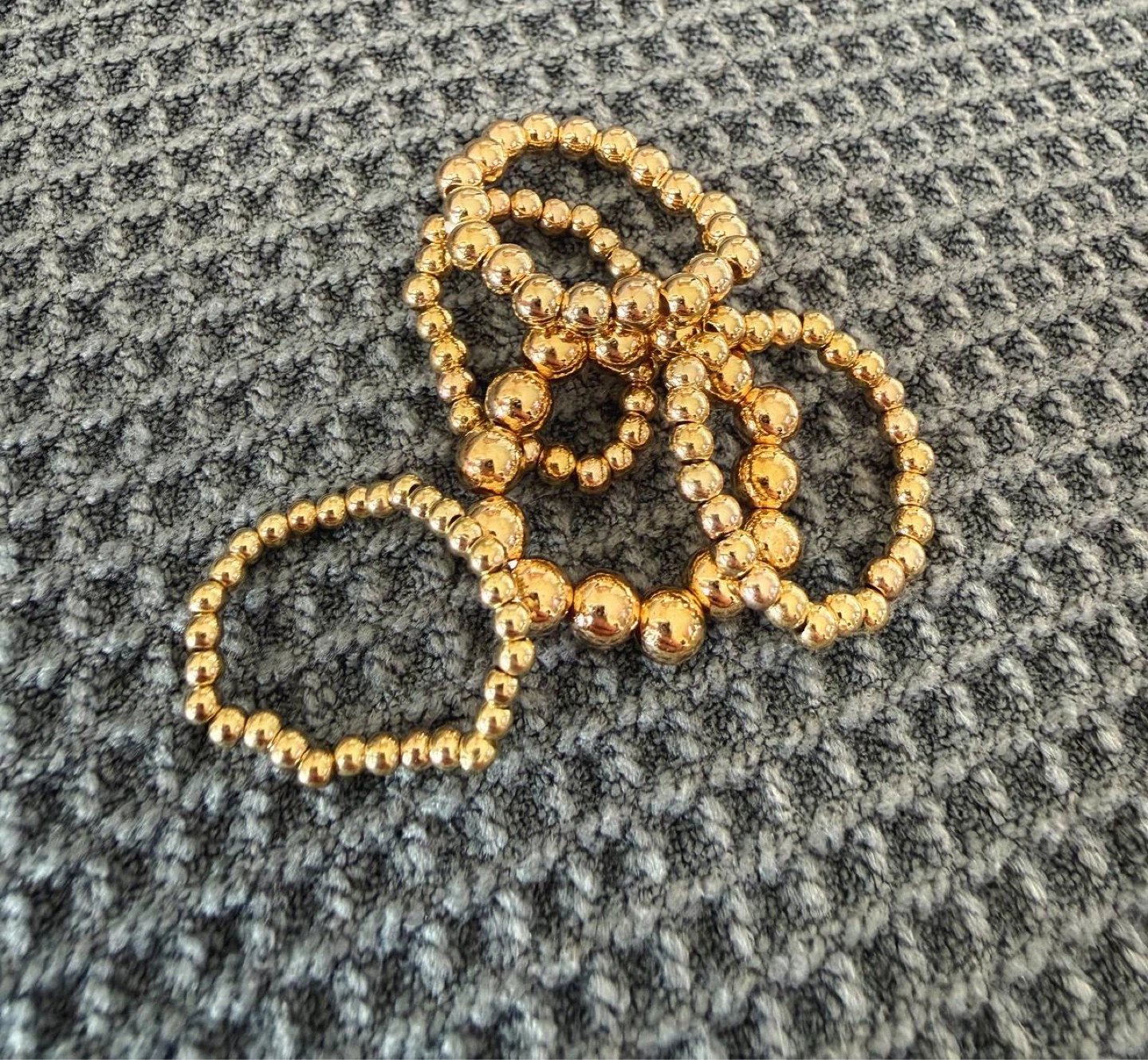 Gold or Silver Beaded Stacking Ring Set (5 Rings) - photo 3