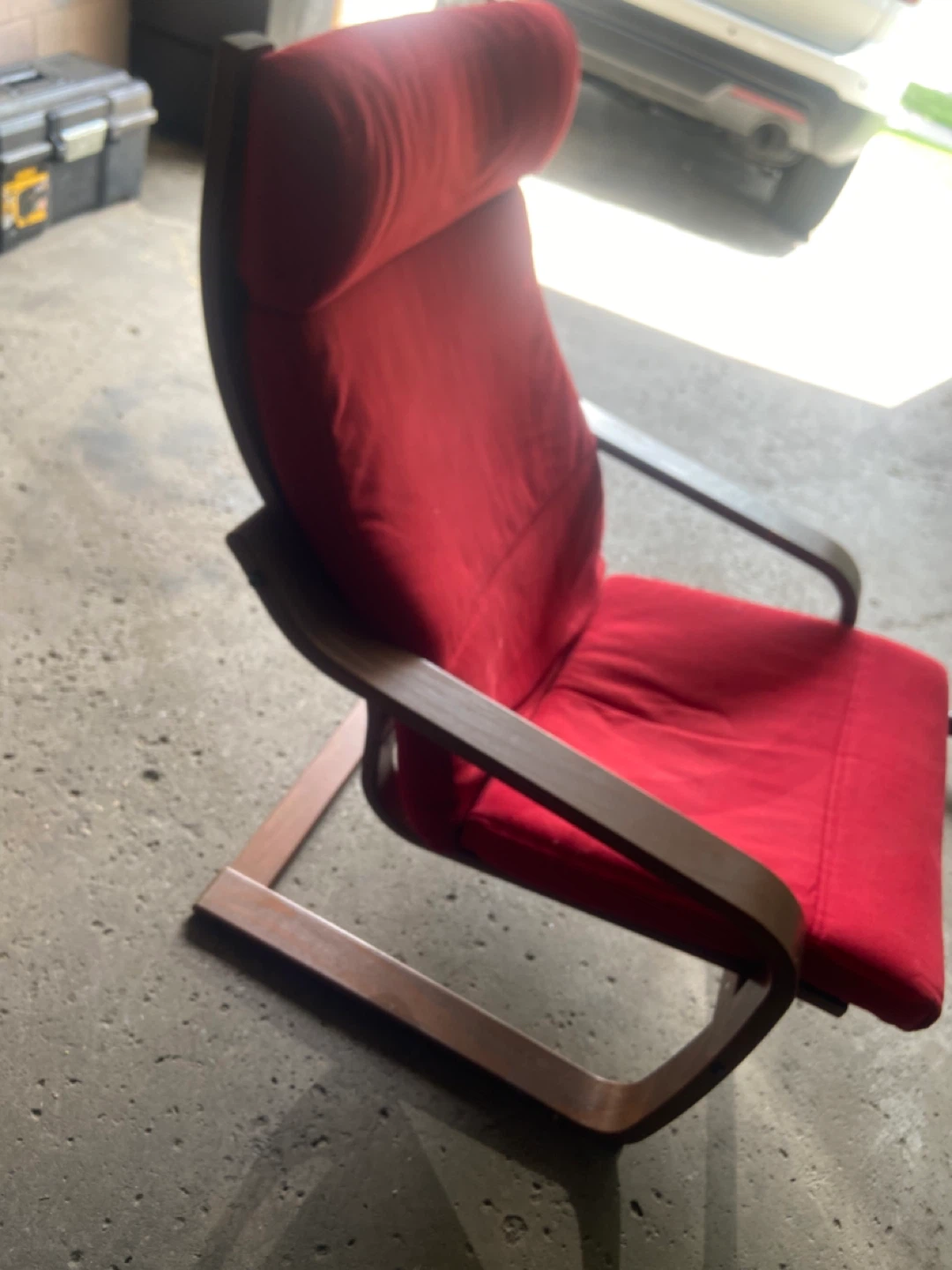 Red Accent Chair with Wooden Frame